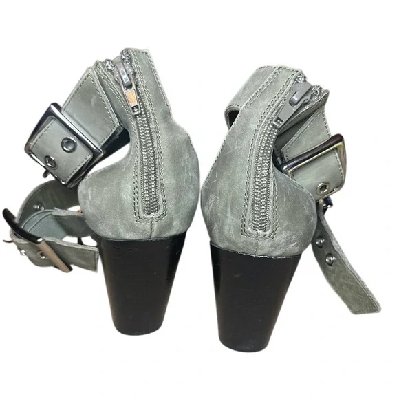 Free People Jeffrey Campbell Hendrix ~ Size 9 ~ Olive Cow Leather Heels Shoes - Picture 7 of 10